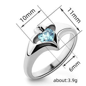 Anello Q519 a Forma di Cuore con Gemma, Argento 925 con Incastonatura a Castone, Anello di Fidanzamento per Donna, Anelli in Moissanite - Product Image 4