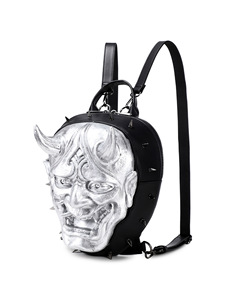 Sac à dos unisexe Halloween Horreur Rivet pour hommes et femmes, masque rouge Oni du Diable Satan <span class=keywords><strong>Hellboy</strong></span> avec cornes électro-plaquées - Product Image 3