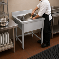 Évier de cuisine commercial en acier inoxydable, simple bac, taille personnalisée, vente directe usine, idéal pour restaurants, hôtels, cantines