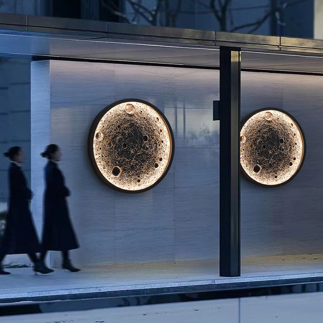 Popular Embossed Moon Wall for Outdoor Indoor Use Waterproof LED PC for House Courtyard Restaurant Living Room Decorations