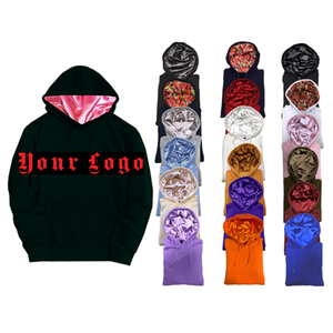 Pull-over surdimensionné de luxe en coton de qualité satiné personnalisé coupe ajustée ensemble de pantalons de survêtement pour hommes ligne en satin sweats à capuche sans étiquette - Product Image 2