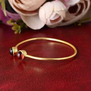 Beautiful Design Boho Gemstone Cuff Boho Brass Bangle for Women 18K Gold Plated Minimal Open <b>Bracelet</b> for Wholesale OEM ODM - Product Image 3