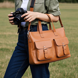 Nhà Sản Xuất Tùy Chỉnh Bền Sợi Nhỏ Da Dslr Phụ Nữ Túi Xách Nhiều Túi Thiết Kế Phụ Nữ Ăn Chay Da Máy Ảnh Tote Túi - Product Image 4