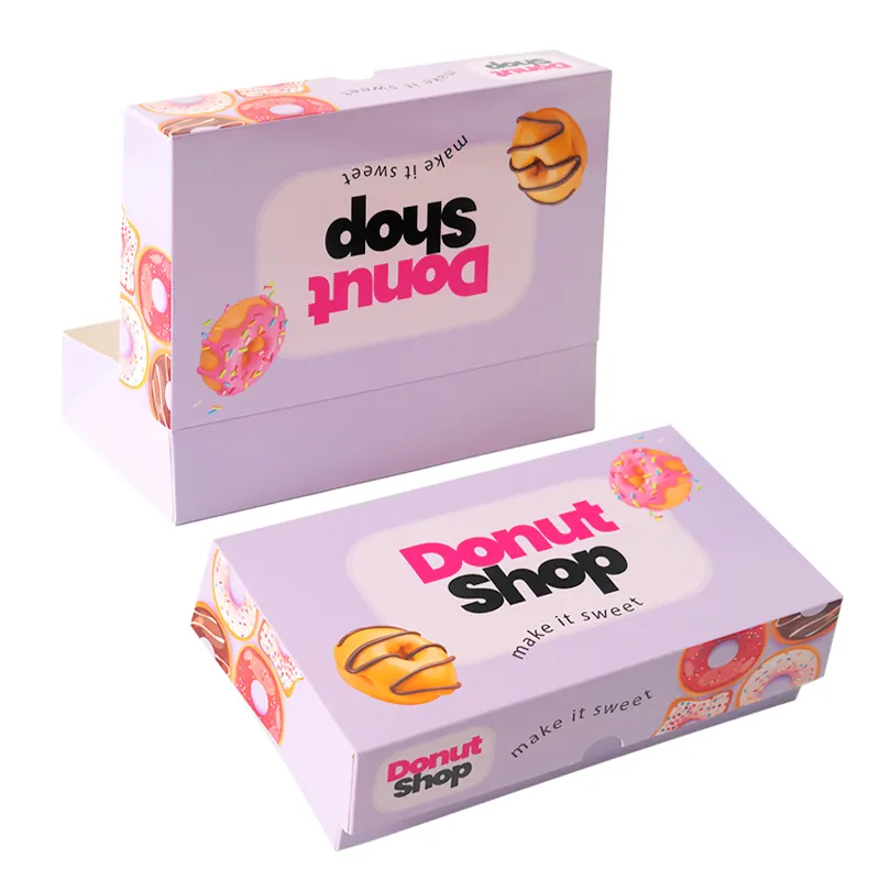 맞춤형 식품 도넛 케이크 포장 컬러 박스 공급자 로고가있는 도매 맞춤형 인쇄 종이 포장 상자