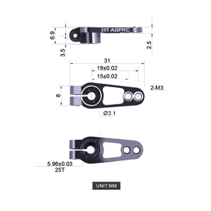 AGFRC HSS15 31.00 มม. ยาว <span class=keywords><strong>1.7</strong></span> กรัม น้ำหนักเบา สีสันสดใส ฮอร์นเซอร์โวโลหะสำหรับเซอร์โวมาตรฐาน 25T - Product Image 5