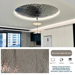 <span class=keywords><strong>Film</strong></span> décoratif moderne et personnalisé en acier inoxydable imitation métal, motif vague d'eau, étanche, pour plafond de magasin, KTV, mariage, doré - Product Image 6