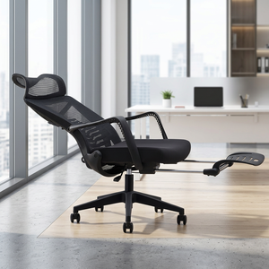 Fauteuil de bureau ergonomique moderne en maille avec appui-tête réglable, support lombaire et repose-pieds rétractable - Product Image 6