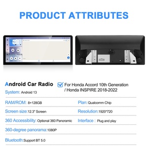วิทยุติดรถยนต์ระบบแอนดรอยด์ขนาด 12.3 นิ้ว สำหรับ Honda Accord รุ่นที่ 10 ปี 2018-2022 อัพเกรดรถยนต์พร้อมระบบนำทาง GPS มัลติมีเดีย Carplay และระบบเสียงสเตอริโออัตโนมัติ - Product Image 6
