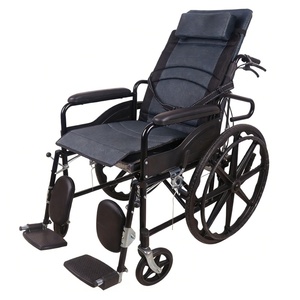 Sedia a rotelle reclinabile manuale con schienale alto, design completamente reclinabile, schienale regolabile, telaio in acciaio al carbonio, portatile per terapia fisica - Product Image 3