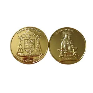 Hadiah suvenir medali koin dengan kotak hadiah kustom logam emas mengkilap mengkilap sisi ganda koin