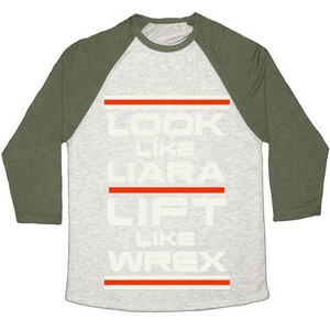 Look Like Liara Lift Like Wrex Camiseta de béisbol unisex de mezcla triple - Product Image 2