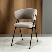 Chaise de salle à manger moderne en tissu bouclé, chaise d'appoint rembourrée courbée, chaise d'appoint avec pieds en métal noir pour salle à manger, cuisine, maison, café