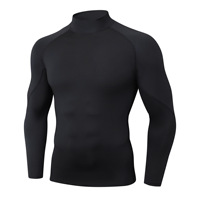 T-shirt de compression à col montant et manches longues pour homme, personnalisé, séchage rapide, couche de base élastique pour la gym, la course, le fitness et l'entraînement sportif