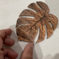 Sous-verres en bois naturel Monstera à motif plat, résistants à la chaleur, anti-brûlure, antidérapants pour boissons et table