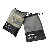 Sac en filet de nylon personnalisé, écologique, robuste, avec cordon de serrage, couleur noire, recyclable et réutilisable, pour le rangement de bijoux, avec logo