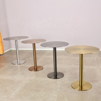 Table d'appoint en acier inoxydable Ensemble de meubles de restaurant Ensemble de chaises de luxe pour cantine et table à manger ronde moderne