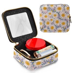 กระเป๋าจัดระเบียบเครื่องสำอางแบบพกพาลายดอกเดซี่วินเทจยอดนิยม  กระเป๋าใส่เครื่องสำอางขนาดเล็กใส - Product Image 1