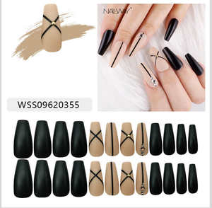 เล็บปลอมแบบกดติดลายอัลมอนด์ยาวพิเศษสีชมพูกลิตเตอร์ ดีไซน์แบบเต็มเล็บ ABS ยี่ห้อ Nailway จำนวน 24 ชิ้น - Product Image 6