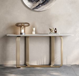Console de <span class=keywords><strong>table</strong></span> italienne moderne minimaliste en marbre de luxe en pierre Lampe de <span class=keywords><strong>table</strong></span> d'entrée de luxe <span class=keywords><strong>murale</strong></span> pour le salon Panneau métallique - Product Image 6