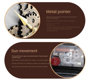 アメリカのレトロギアクォーツ無声壁時計クラシック木製吊り時計針リビングダイニングルーム用シングルフェイス - Product Image 5