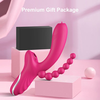 Vibrateur 3 en 1 pour point G, langue léchant le vagin, gode, vibromasseur étanche, jouet pour adultes, suceur de clitoris, suceur de tétons, plug anal, vibromasseur