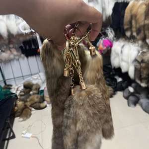 Porte-clés queue de renard véritable de 25cm porte-clés queue de fourrure de renard couleur naturelle bon marché pour décoration queues de renard véritable - Product Image 3