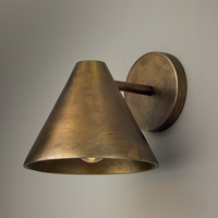 Lámpara de Pared Moderna Estilo Wabi-Sabi con Pantalla Cónica de Latón Pulido, Estilo Minimalista Americano, para Sala de Estar, Dormitorio, Iluminación Interior