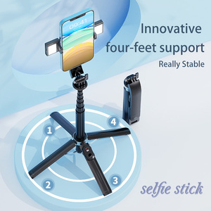 Trépied pour <span class=keywords><strong>selfie</strong></span> stick, support de <span class=keywords><strong>selfie</strong></span> stick pliable de <span class=keywords><strong>4</strong></span> pieds, support de téléphone de bureau de 1,05 m - Product Image 4