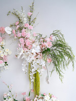 Boule de fleurs artificielles en soie rose, arrangement floral, arche de fond, faite à la main, durable, pour décoration de mariage et photographie en extérieur