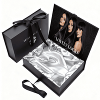 Boîtes cadeaux rigides magnétiques personnalisées avec doublure en satin et fermeture à ruban pour les marques de beauté, extensions de cheveux, emballage extérieur en papier