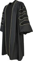 Robe de remise de diplôme de doctorat en velours de luxe avec passepoil doré et toque de doctorat en velours à 8 pans, 100 % coton, unisexe