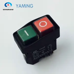 YCZ2 Electromagnetic Switch Reset/Momentary 4 Pins On Off Red Green Push Button 12A 110V Restart And Under Voltage Protection