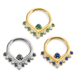 Gioielli per Piercing all'Ingrosso, Anello Segmentato a Cerniera in Titanio ASTM F136 con Zirconi, per Conchiglia, Elica, Orecchio e Naso - Product Image 2