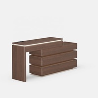 Coiffeuse de chambre moderne en bois massif écologique avec miroir LED éclairé, extensible, personnalisable et interrupteur tactile