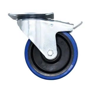 S-S blu ruote in gomma ad alta elasticità alloggiamento addensato ruota con tipo di freno