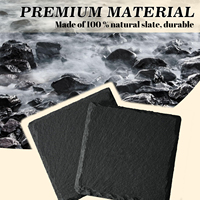 Sous-verres en ardoise noire vierges 4x4 ronds et carrés pour gravure laser, personnalisables avec logo, vente en gros