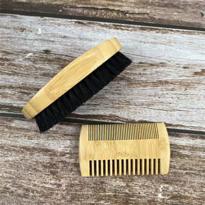 Nhà Máy Giá 2Pcs Tre Râu Lược Và Lợn Rừng Lông Râu Bàn Chải Thiết Lập Biểu Tượng Tùy Chỉnh Chải Chuốt Râu Bàn Chải Lược - Product Image 3