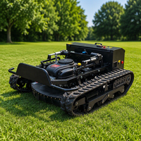 Tondeuse à gazon télécommandée à chenilles en caoutchouc tout-terrain HTM-800T, machine d'aménagement paysager intelligente à haute productivité