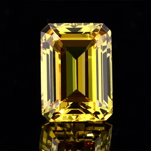 Starsgem Loose Gemstone Emerald Cut Lab Grown Yellow Sapphire Gemstone Ruby With Aaa Grade