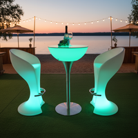 Table haute ronde éclairée par LED, en PVC, design moderne, usage commercial, table à cocktails colorée