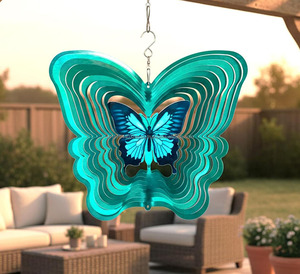 Tourniquets à vent métalliques suspendus pour la décoration intérieure et extérieure, sculptures éoliennes pour jardin, cour, véranda et patio – Magnifiques tourniquets à vent - Product Image 3