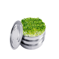 Plateau de germination empilable en acier inoxydable pour micro-légumes, avec écran en maille réutilisable à plusieurs couches pour la germination des graines