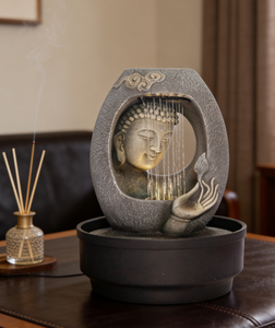 Fontaine d'eau en résine Bouddha pour table - Décoration <span class=keywords><strong>Zen</strong></span> pour la relaxation et une ambiance spirituelle à la maison et au bureau - Product Image 4