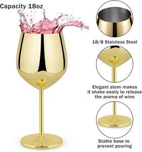 Verres à vin dorés incassables et durables de 550 ml – Gobelets populaires en acier inoxydable pour le voyage ou le camping - Product Image 2