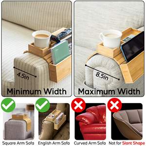 Plateau de rangement pliable en bambou pour canapé, avec porte-gobelet, à un seul niveau, pour ranger des bijoux, antidérapant, pour la salle de bain - Product Image 3