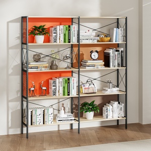 Étagères de rangement pour livres en panneaux de particules et métal, supports TV pour salon - Product Image 2