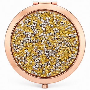 Bling Crystal Rhinestone Sticker <b>Compact</b> <b>Mirror</b> Push Button Metal Folding Dual Sided HD Glass Pocket Makeup <b>Mirror</b> - Product Image 5