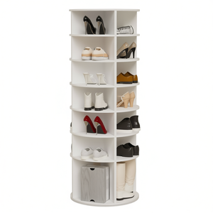 Db Modern Tour de rangement rotative pour chaussures à 7 niveaux, autoportante, avec design d'organisateur de base surélevée - Product Image 1