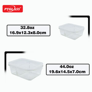 Pyglass Bonnes ventes Récipients de cuisine en verre hermétiques pour le stockage des aliments avec 2 compartiments plus profonds Couvercles verrouillables avec évent - Product Image 4