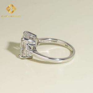 Testeur de diamants Pass, émeraude taille trillion, moissanite en argent sterling 925, anneaux de fiançailles en moissanite VVS, bijoux pour femmes - Product Image 2